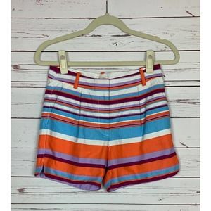 J. Crew Women's Size 0 Burgundy White Wine Striped Cotton Cute Summer Shorts